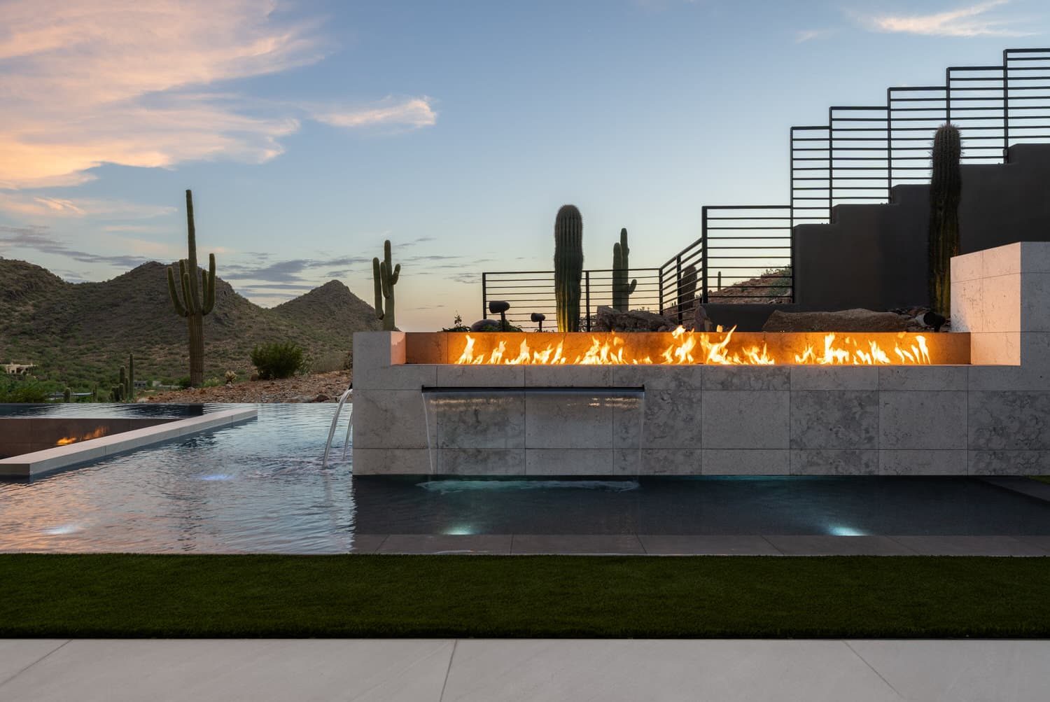 Murry — fire wall and stair at sunset